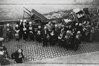 Interior courtyard of the Wiesbaden synagogue, gathering place for the deportation of Jewish citizens 